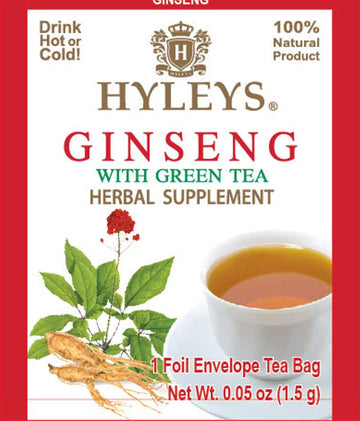 Hyleys Ginseng & Green Tea With Natural Guarana & Orange Flavor - Herbal Energy Tea - 25 Tea Bags (12 Pack - 300 Tea Bags Total)