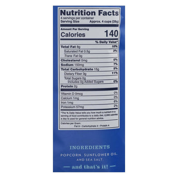 Live Love Pop 284536 Sea Salt Popcorn44; 4.4 Oz - Pack Of 12