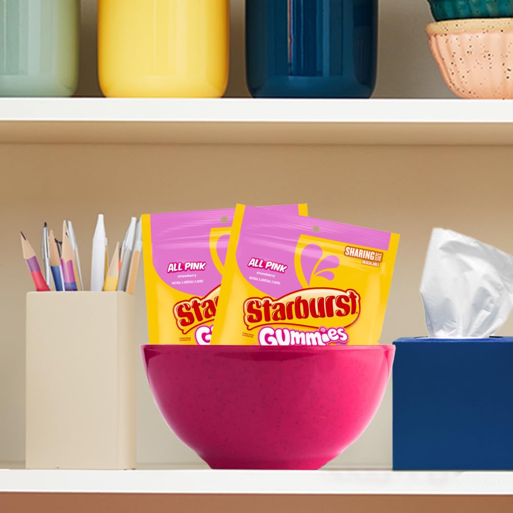 Starburst Gummies All Pink Gummy Candy, Sharing Size, 9 oz Bag, Pack of 8