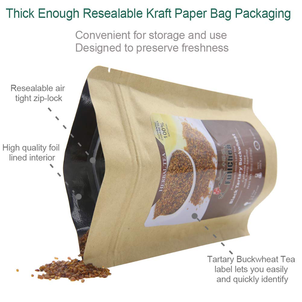 FullChea Himalayan Tartary Buckwheat Tea - Roasted Black Loose Leaf - Caffeine Free - 8oz / 226g - NON-GMO - Gluten Free - 100% Natural