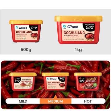 Chung Jung One O'Food Medium Gochujang 2.2Lb, Korean Red Chili Pepper Paste, Spicy, Sweet And Savory Sauce, Traditional Fermented Condiment, 100% Brown Rice, No Corn Syrup