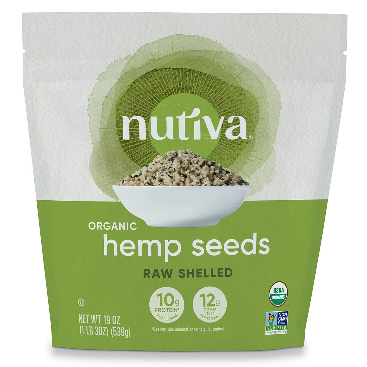 Nutiva Organic Shelled Hemp Seed, 19 Ounce, Usda Organic, Non-Gmo, Non-Bpa, Whole 30 Approved, Vegan, Gluten-Free & Keto, 10G Plant Protein And 12G Omegas Per Serving For Salads, Smoothies & More
