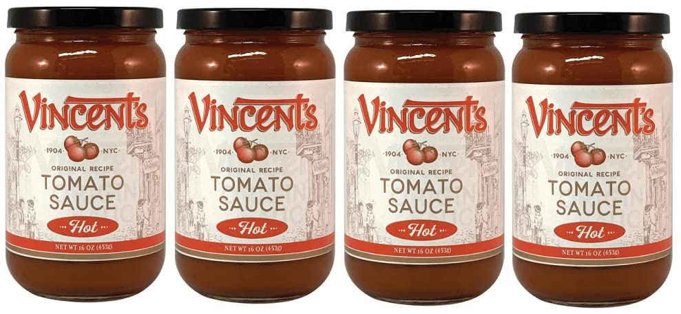 The Original Vincent'S Sauce Hot Flavor 16Oz 4 Pack From The Heart Of Little Italy (Hot)