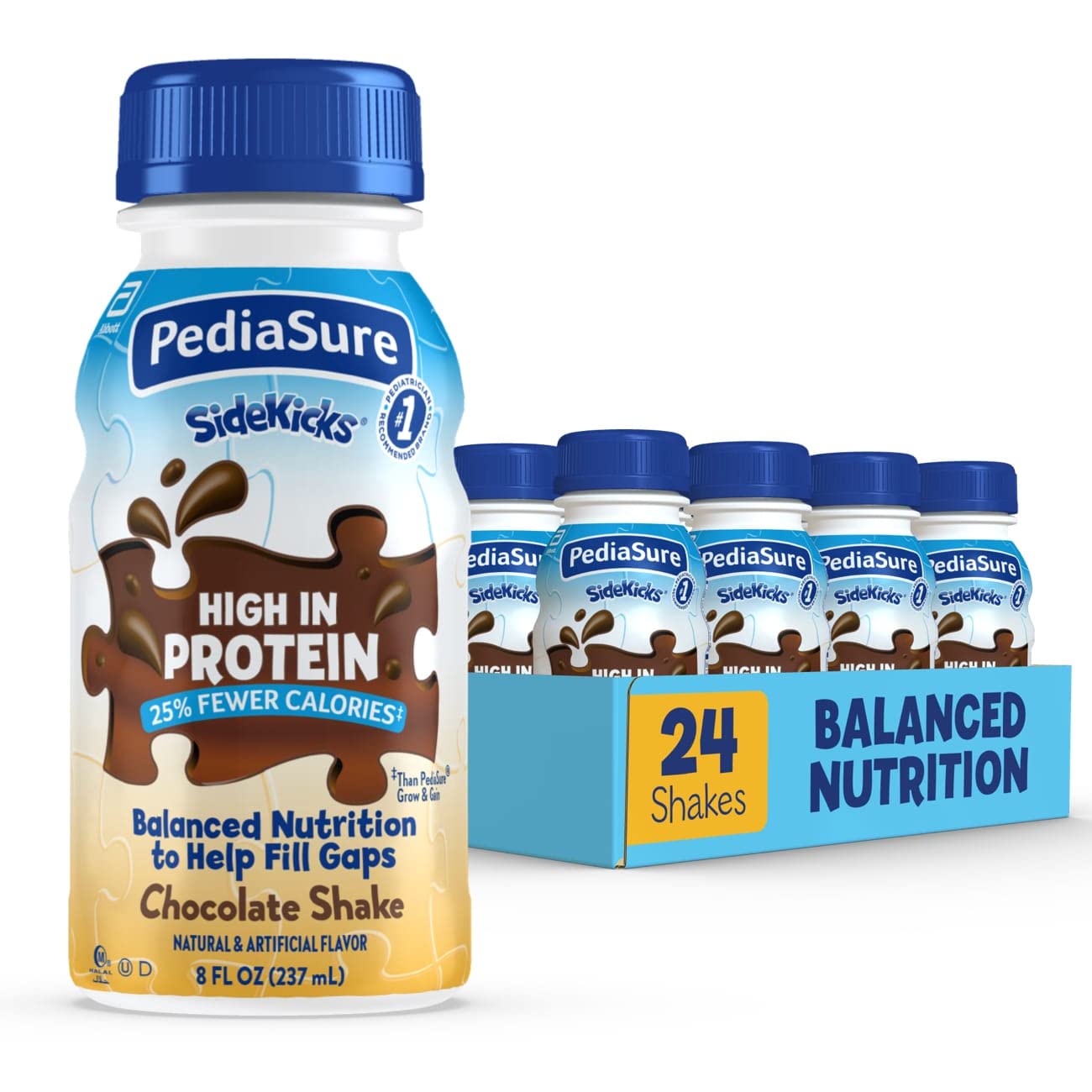 PediaSure SideKicks, 24 Shakes, Kids Protein Shake, With Key Nutrients and Protein to Help Kids Catch Up on Growth and Help Fill