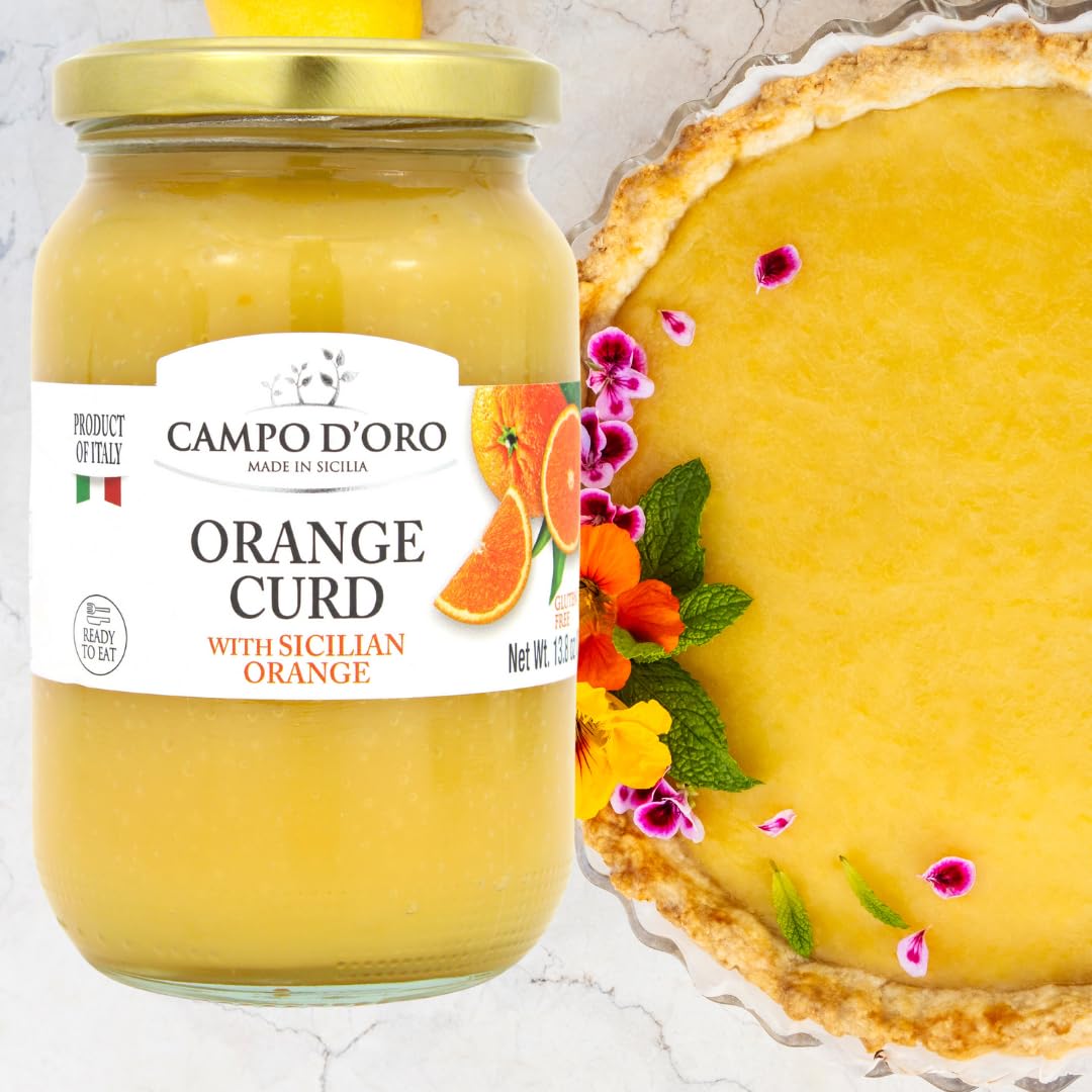 Orange Curd, 13.8 Oz (390 G), Sicilian Orange Custard Cream Made With Fresh Orange Juice, Eggs And Butter. Product Of Italy, 100