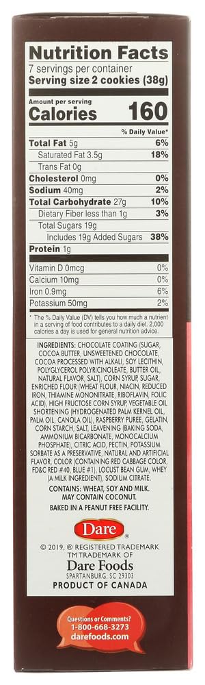 Dare Foods Whippet Raspberry Cookies 8.8 Oz (2 Boxes)