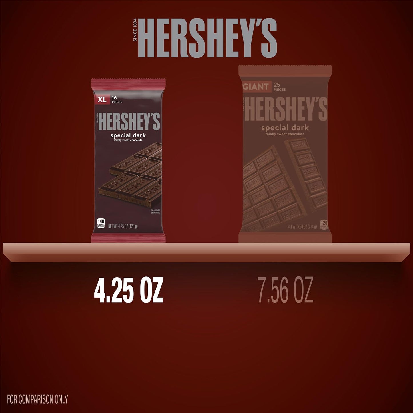 HERSHEY S SPECIAL DARK Mildly Sweet Chocolate XL, Candy Bars, 4.25 oz (12 Count, 16 Pieces)