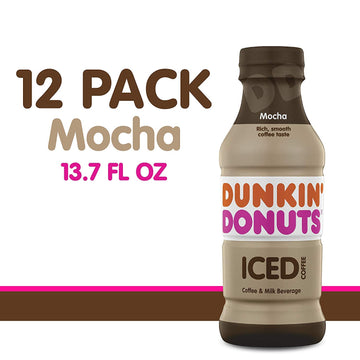 Dunkin Donuts Iced Coffee, Mocha, 13.7 Fluid Ounce (Pack Of 12)