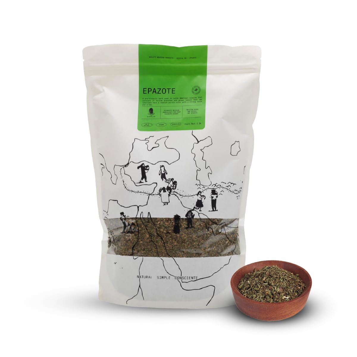 Quintal Mx Dried Epazote Leaves 6 Oz - Hojas De Epazote Cortadas - 100% Natural Epazote Herb - Epazote Tea - Seasoning And Spice