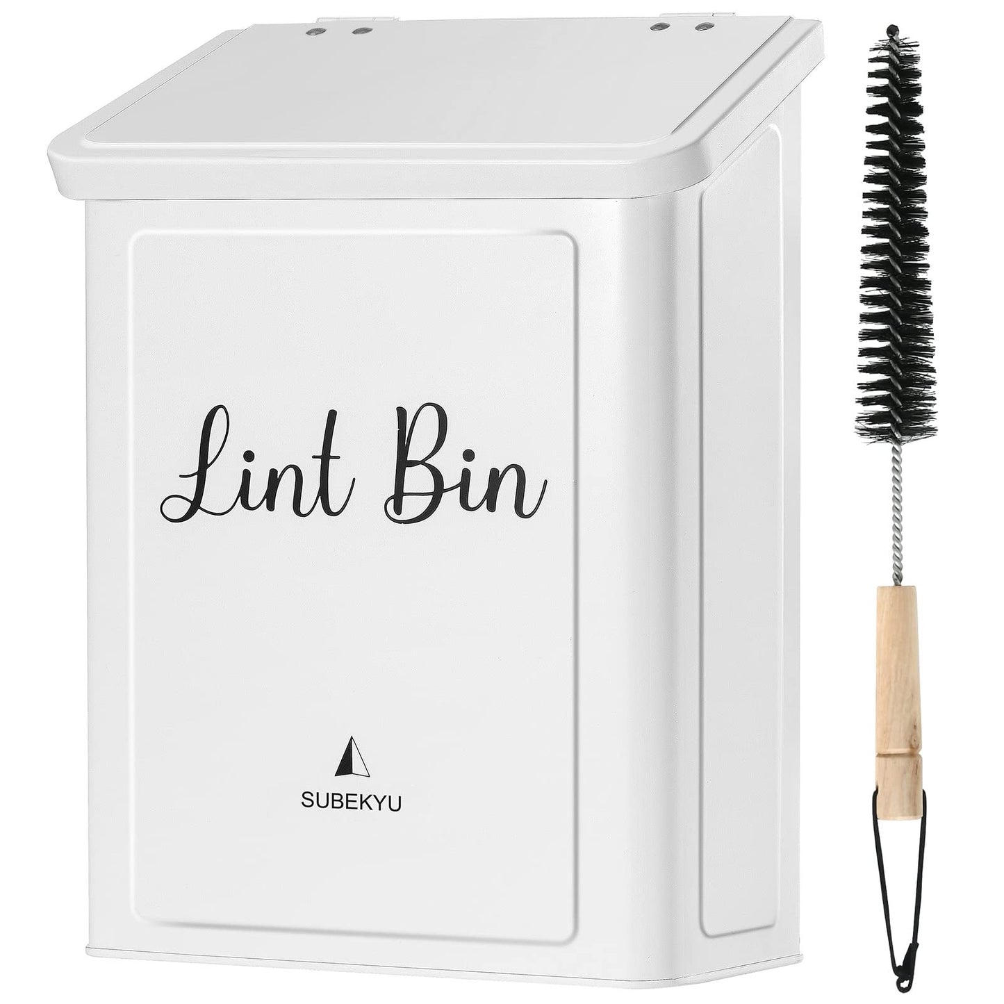 Subekyu Metal Magnetic Lint Bin For Laundry Room, Wall Mounted Lint Box Holder Trash Can With Lid For Dryer,Lint Basket For Laun