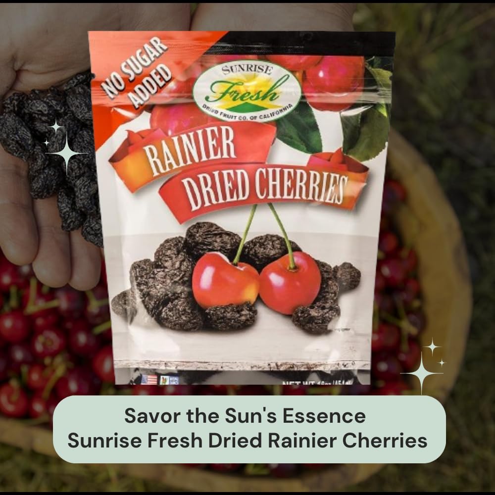 SUNRISE FRESH DRIED FRUIT Dried Rainer Cherries - All-Natural, Unsweetened, 16oz Bag