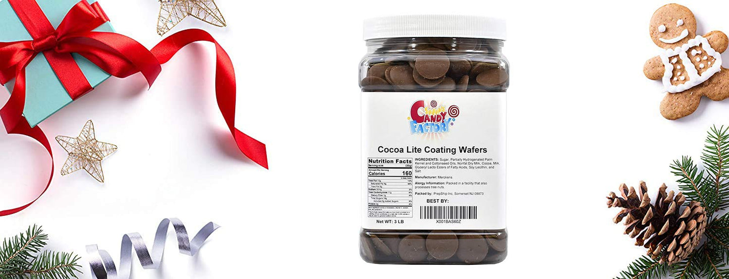 Sarahs Candy Factory, Coating Melting Wafers Milk Chocolate Cocoa Lite in Jar, Kosher and Gluten Free 3 Lbs