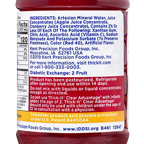 Thick-It Clear Advantage Thickened Cranberry Juice Blend, Moderately Thick Honey Bottle, 8 Fl Oz