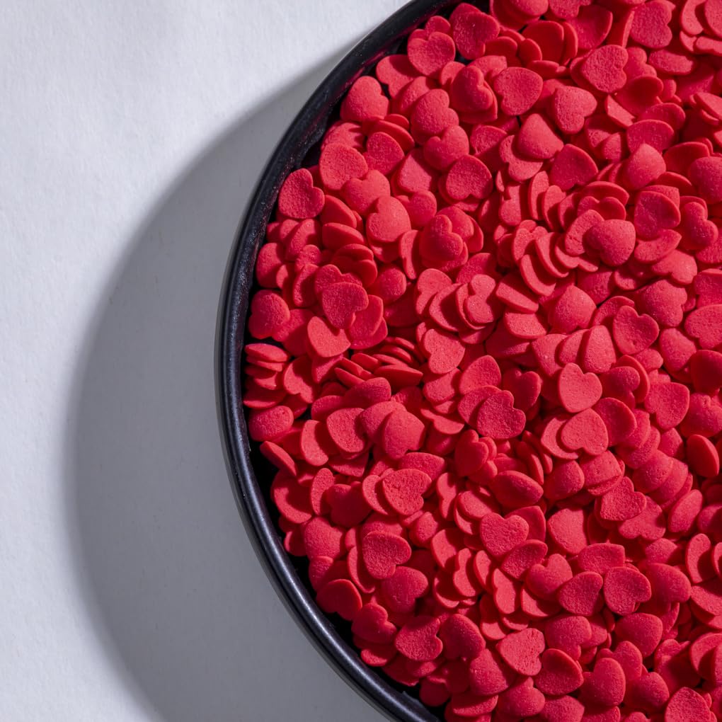 NIPEOR Jumbo Heart-Shaped Sprinkles for Cake Decorating, 100g Edible Valentine’s Day Candy, Red Heart