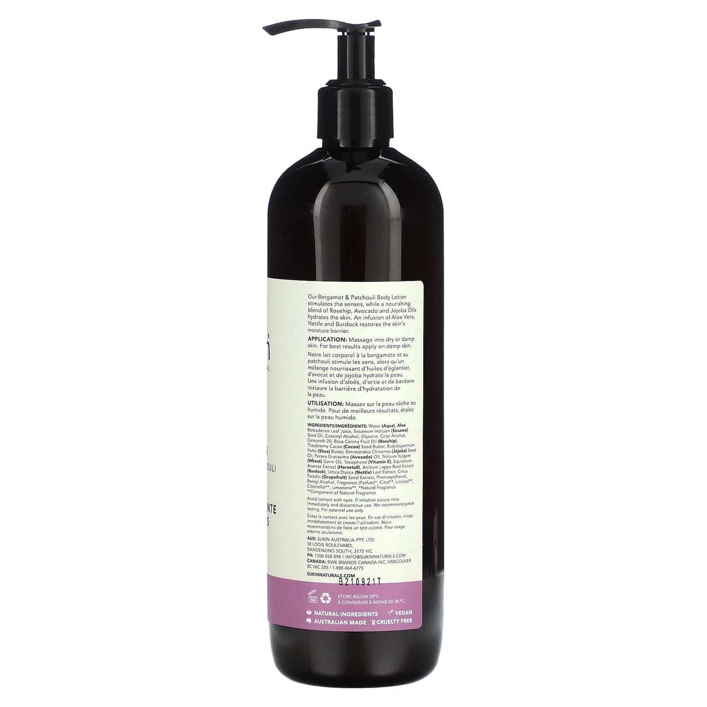 Sukin Bergamot & Patchouli Scent Hydrating Body Lotion For Women, For All Skin Type, Paraben Free, 16.9 Fluid Ounces (Pack Of 1)