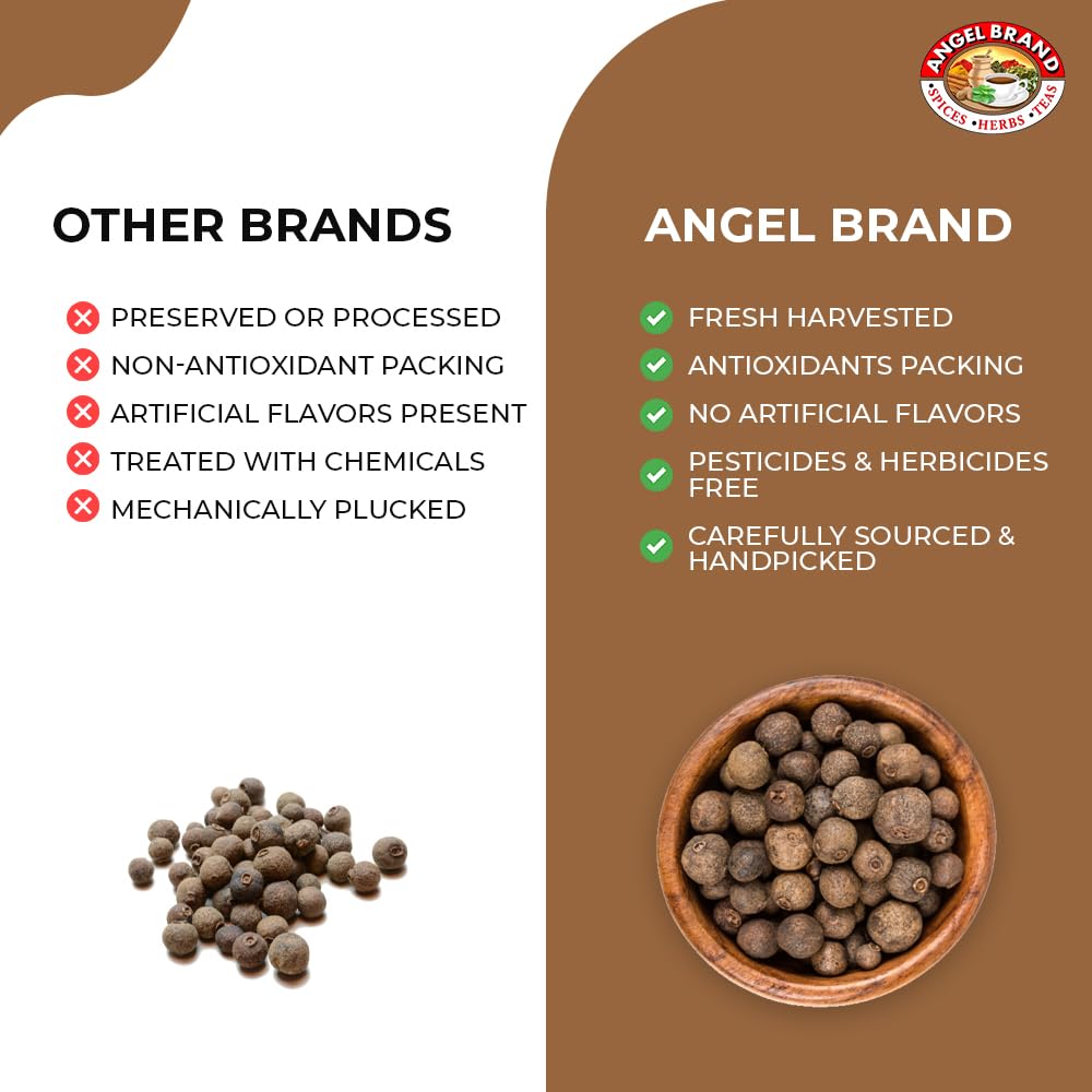 Angel Brand Allspice Berries Whole - 1.5 oz Bottle - Jamaican Allspice for Cooking and Pickling