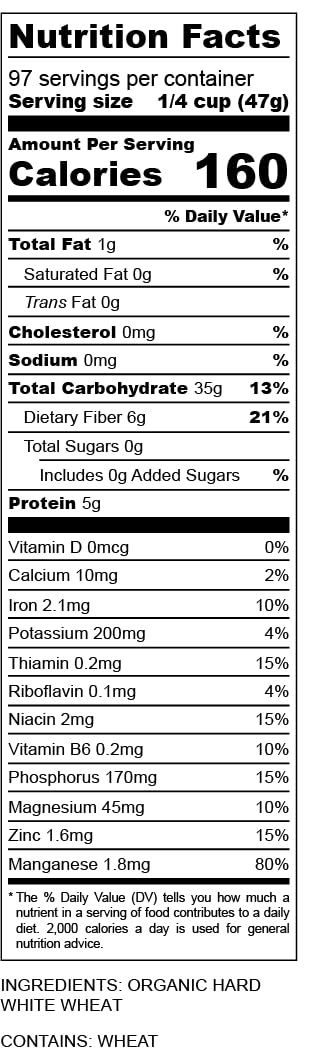 Organic Hard White Wheat Berries - 10Lbs