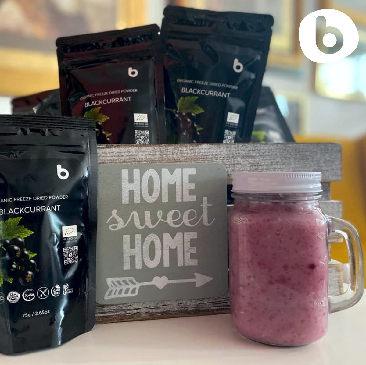 b Organic Black Currant Powder, High in Anthocyanins, 6oz for Smoothies and Baking