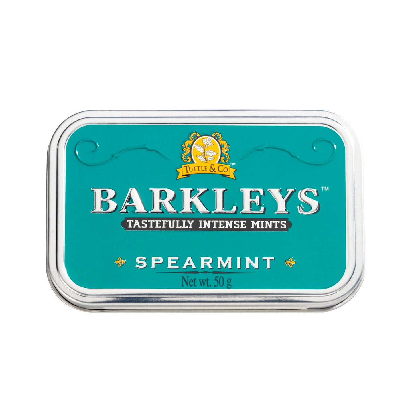 Barkleys Spearmint Breath Mints - Strong Spearmint Flavor Cool Mint Candy For Party After Dinner Wedding Every Day Use - Vegan Breath Mints In Reusable Classic Tpartyl Tins 1 Pack - 50 Count Each