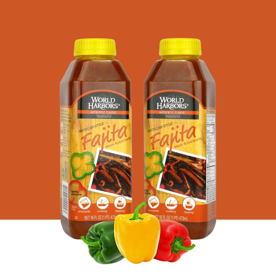 World Harbors Mexican Style Fajita Marinade Pure Mexican Flavors | Perfect For Fajita Meat, Fajita Chicken, And Fajita Veggies.