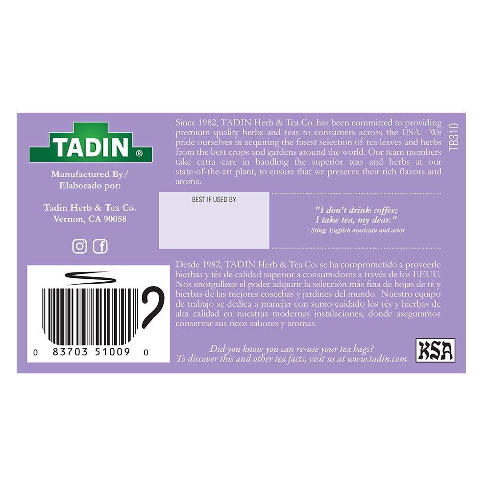 3 Pack Tadin Tea, Pasiflora - Passion Flower Tea, 72 Tea Bags - Relax Mind Muscle Pasiflora