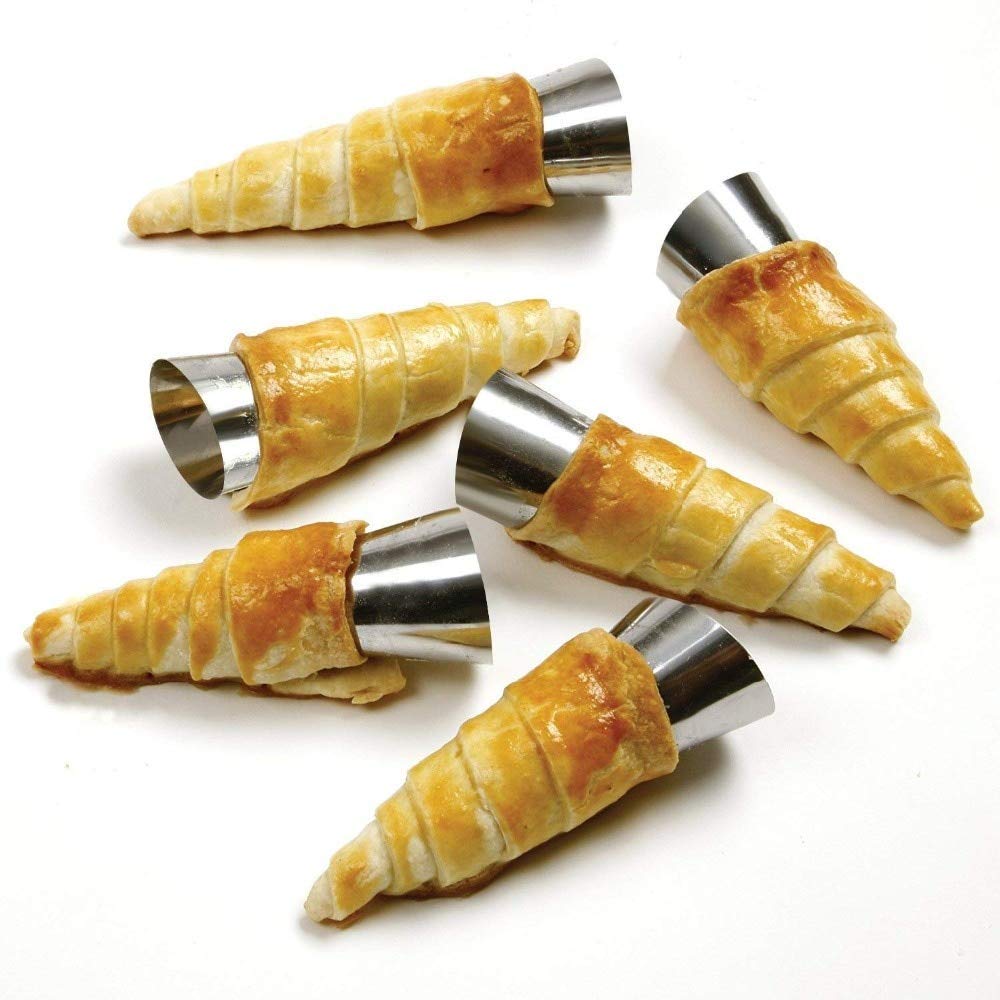 Fantasyday Non-Stick Cream Cannoli Tubes, 20 Pcs Stainless Steel Baking Cones Pastry Roll Horn Croissant Mold Cannoli Shells - Pastry Baking Set For Christmas Cake Anniversary Party