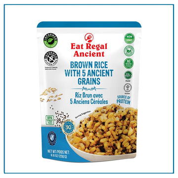 Eat Regal Brown Rice with 5 Ancient Grains, 8.8 Ounce (Pack of 6) - Microwaveable Healthy Side Dish, Quick and Easy Meal