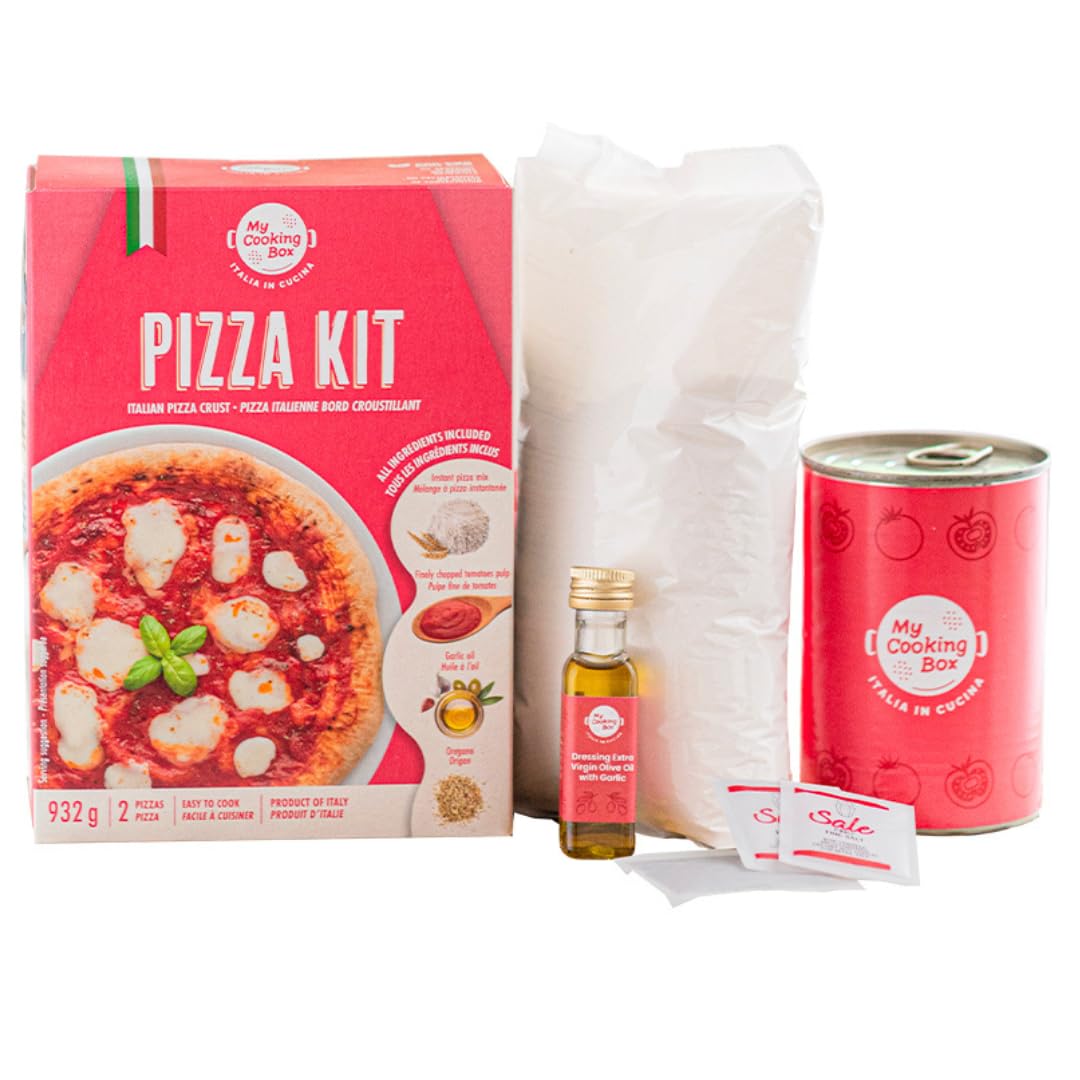 My Cooking Box Pizza dough kit - Products of Italy, Italian Pizza Crust, Includes: Type Flour, Tomato Pulp, Extra Virgin Olive O