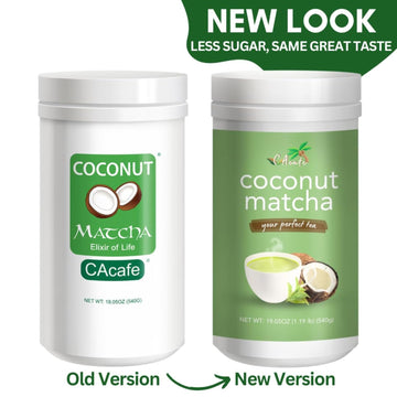 Cacafe Coconut Matcha | Instant Japanese Health Drink | Creamy & Sweet | Hot Or Iced Green Tea Latte Mix | New Look, Reduced Sug