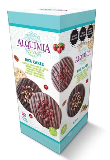 Alqu  mia Rice Cakes Cubiertos de Chocolate, Con Quinoa y Linaza, 16 paquetes, Gluten Free