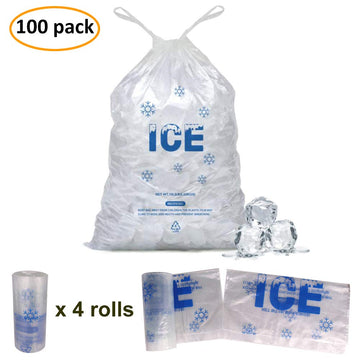 Belinlen 100 Pack 10 Lb. Plastic Drawstring Ice Bags 12 X 21 Inch Heavy-Duty Plastic Ice Bags With Plastic Drawstring (2Mil Thic