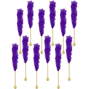 Rock Candy Lollipops Pops Candy Suckers, Color And Flavor Assortment, Individually Wrapped, 6.5" (Grape, 12-Pack)