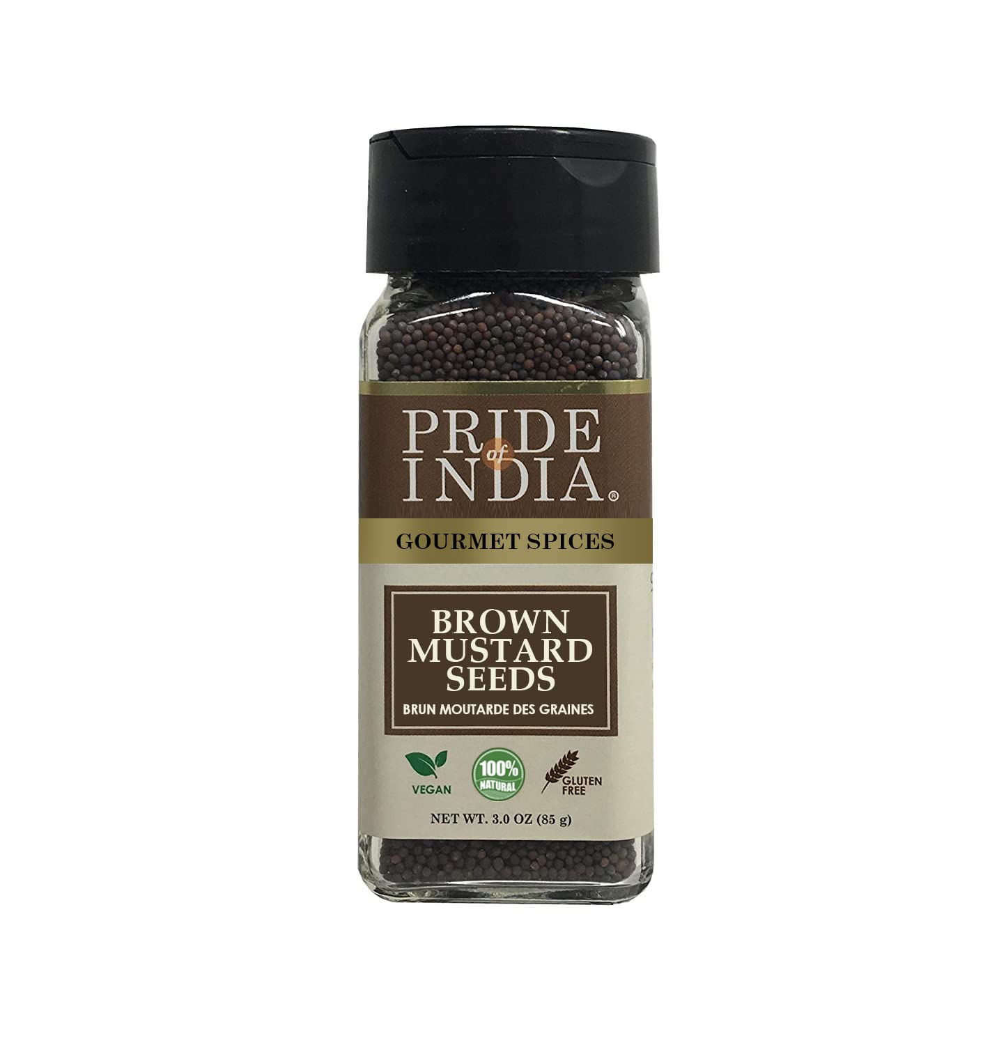 Pride of India - Brown Mustard Seed Whole - Gourmet Indian Spice - Hot & Spicy Flavor - Ideal seasoning for sauces/dips/spice bl