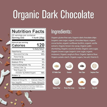 Organic Oatmeal Dark Chocolate Chip,Certified Organic, Gluten Free, Vegan,Non Gmo-22Oz Bag