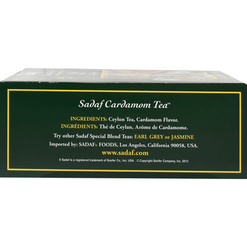 Sadaf Cardamom Tea Bags - Special Blend Cardamom Ceylon Black Tea - Quicktea Product Harvested In Sri Lanka - 50 Individually Fo