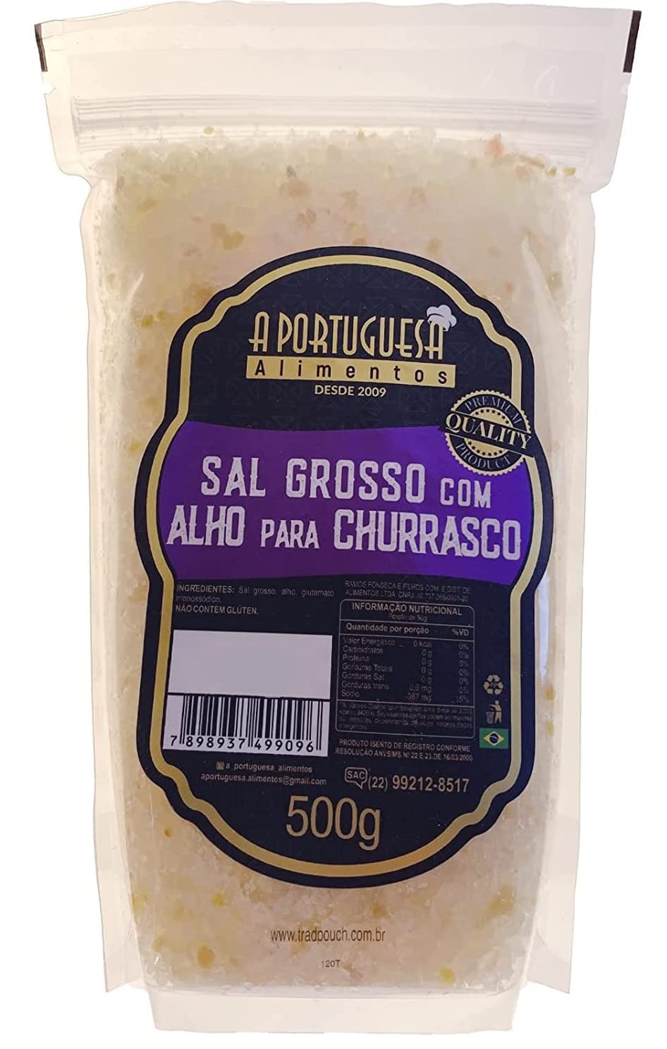 A Portuguesa Brazilian Seasoning Salt & Garlic For Bbq 17.63Oz - Tempero Sal Grosso E Alho Para Churrasco