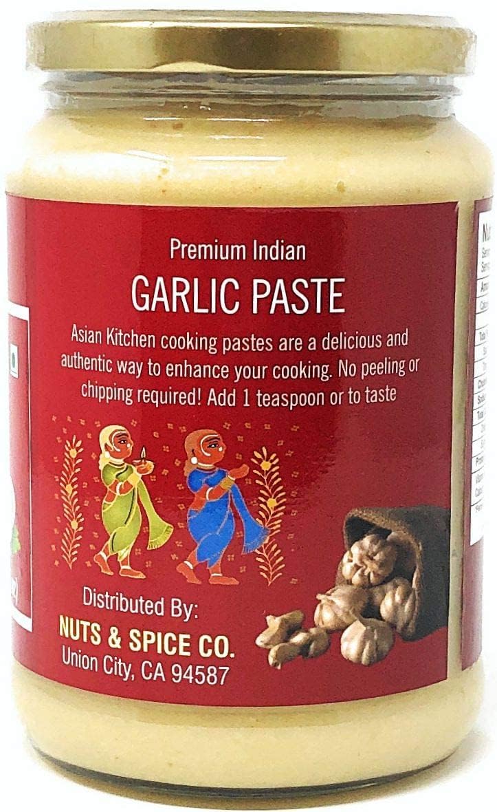 Asian Kitchen Garlic Cooking Paste 26.5Oz (750G) Glass Jar ~ Vegan | Gluten Free | Non-Gmo | No Colors | Indian Origin