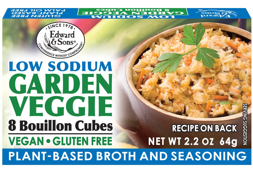 Edward & Sons Low Sodium Veggie Bouillon Cubes, 2.2 Ounce (Pack Of 12)