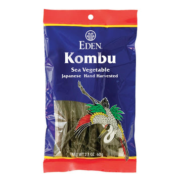 Eden Kombu, Wild Japanese Hand Harvested Sea Vegetable, Hokkaido, Dashi, Seaweed, 2.1 Oz (6-Pack)