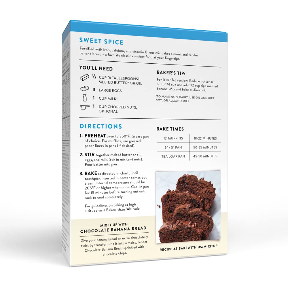 King Arthur, Gluten Free Banana Bread + Muffin Mix, Gluten-Free, Non-GMO Project Verified, Certified Kosher, 16 Ounces