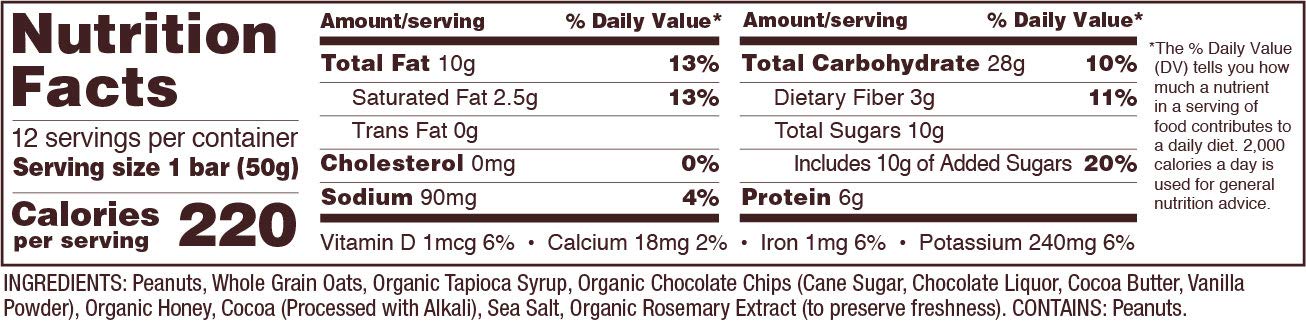 Bobs Red Mill PB Chocolate & Oats Bar - Non GMO, Gluten Free, Kosher, 5 Count (Pack of 1)