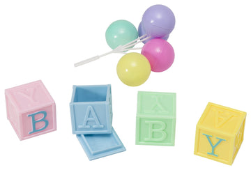 Decopac B-A-B-Y Blocks Decoset Cake Decoration Blue, Pink, Yellow, Approximately 5'' High