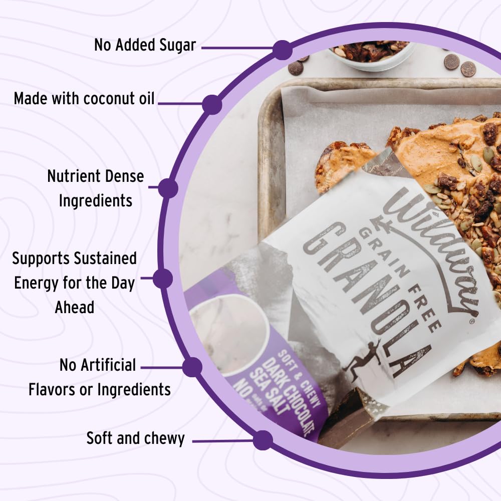Wildway Keto Granola | Dark Chocolate Sea Salt | Grain-Free Certified Gluten-Free Cereal | Vegan, Low Carb | No Sugar Added | Pa