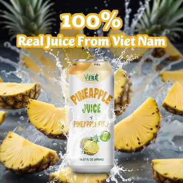 Vinut Natural Pineapple Juice Drink With Pulp, (16.57 Fl Oz, Pack Of 12) - Real Pineapple Juice, No Sugar Added, Gluten Free, Gm