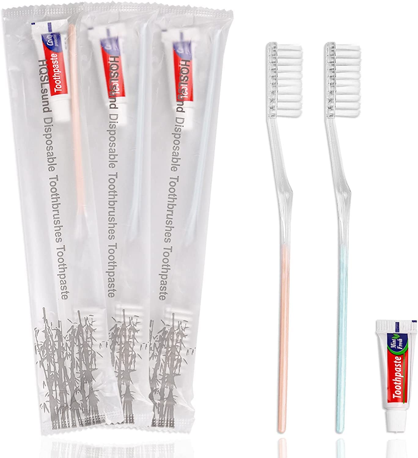 Hqslsund 200 Pack Travel Toothbrushes With Toothpaste, Individually Wrapped Disposable Toothbrushes Bulk Toothbrushes Medium Sof