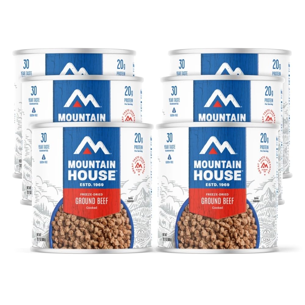 Mountain House Ground Beef #10 Can| Freeze-Dried Backpacking & Camping Food| Survival & Emergency Food | Gluten-Free | 6-Pack