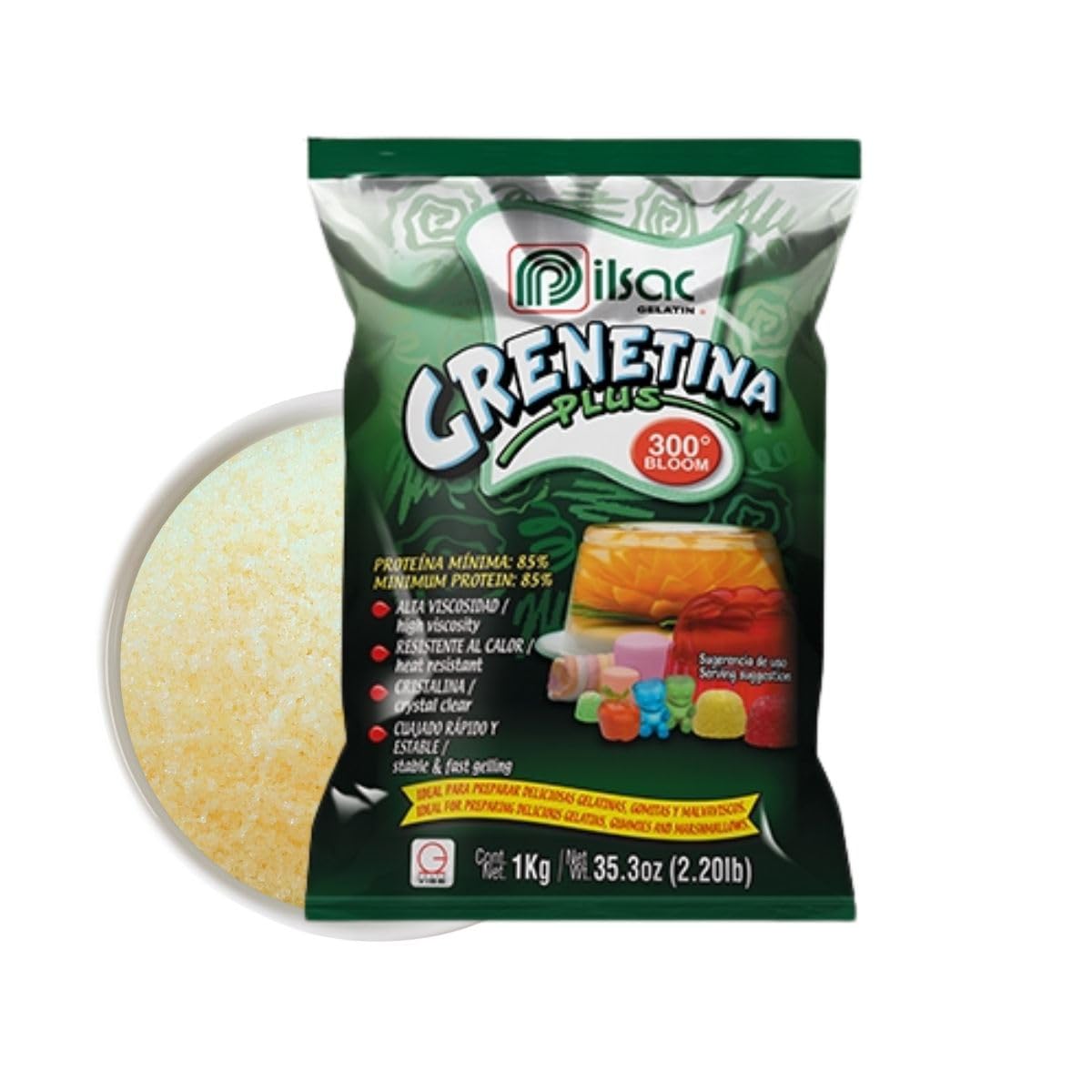 Pilsac 300 Bloom Gelatin Powder (2.2 Lb) Bag - Unflavored Beef Gelatin - Excellent Performance, High Viscosity