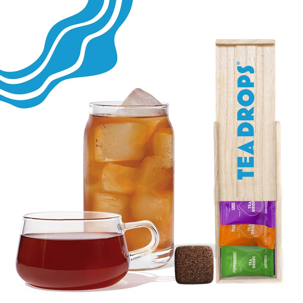 Tea Drops Gift Set - 9 Organic Loose Leaf Tea Samplers (Chai, Earl Grey, Citrus, Ginger, Rose, Matcha, Peppermint, Ube, Assam Th