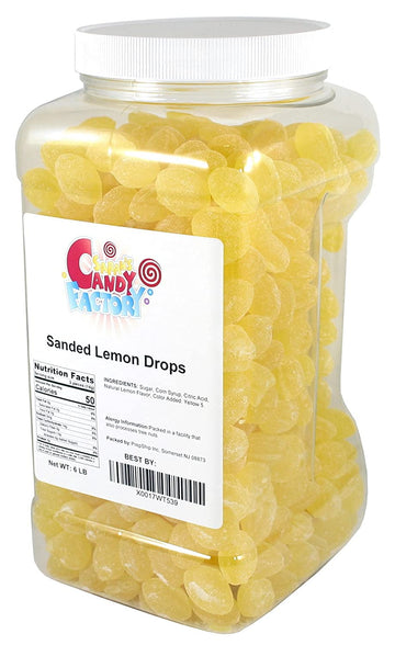 Sarah s Candy Factory Sanded Lemon Drops Old Fashioned Hard Candy (Gluten Free) in Jar, 6 Lbs