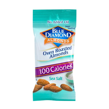 Blue Diamond Almonds, Oven Roasted With Sea Salt, 100 Calorie On-The-Go Bags 7 Count Of 0.6Oz (Pack Of 6)